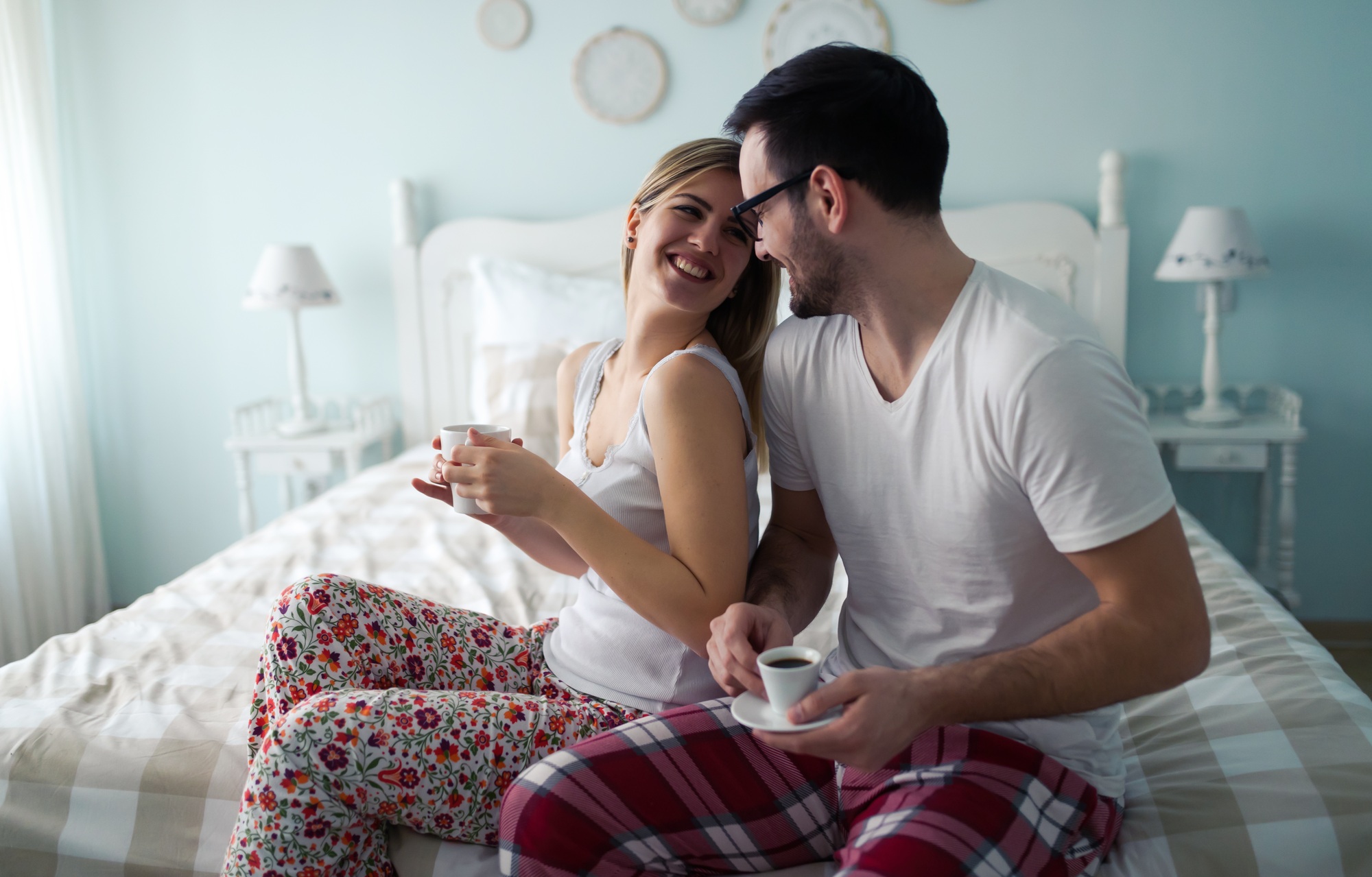 Couple enjoying their romantic morning