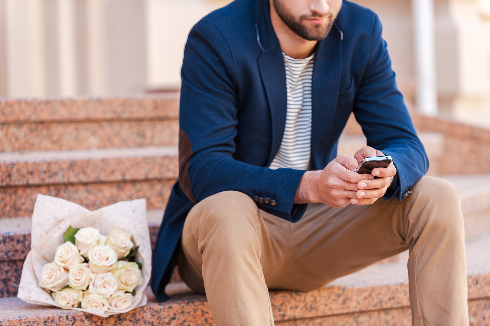 Typing message to girlfriend.