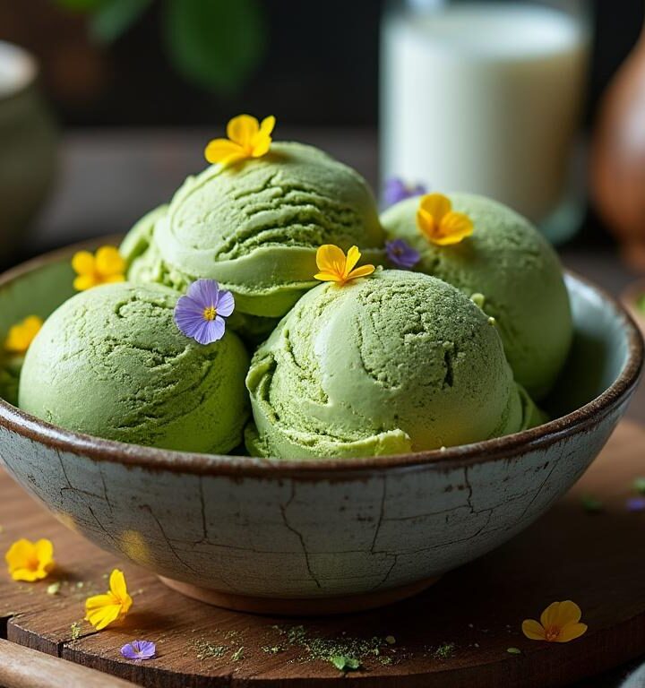 Découvrez la recette de glace au thé matcha sans sorbetière pour un dessert frais