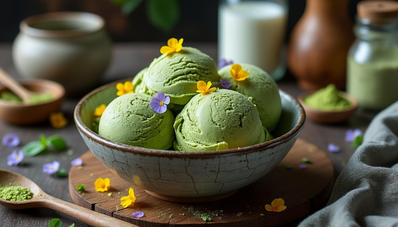 découvrez comment réaliser une délicieuse glace au thé matcha sans sorbetière. parfaite pour un dessert frais et original, cette recette simple et rapide saura ravir vos papilles tout en vous offrant une touche d'exotisme.