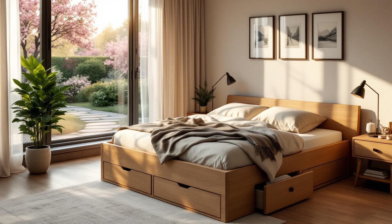 découvrez le lit coffre en bois massif, l'alliance parfaite de praticité et d'élégance pour optimiser l'espace dans les petites chambres.