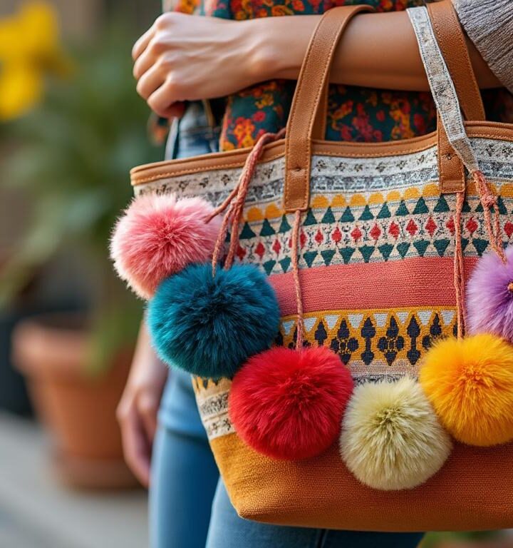Inspiration : comment styliser un sac cabas bohème avec pompons pour diverses occasions