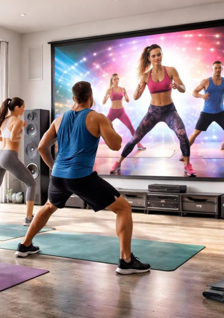 Écran de projection : son + image pour une séance fitness réussie, combo