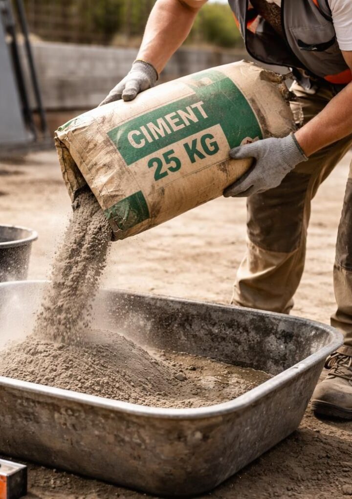 Doser précisément le béton avec un sac de ciment 25 kg