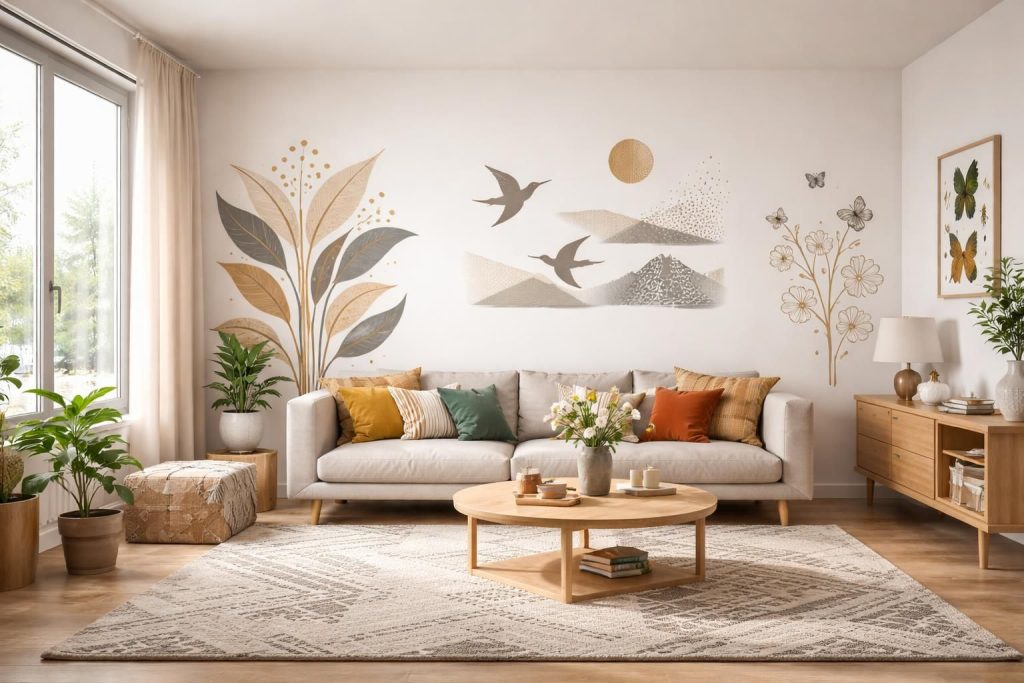 découvrez nos idées de stickers muraux pour personnaliser et embellir votre salon avec style et originalité.